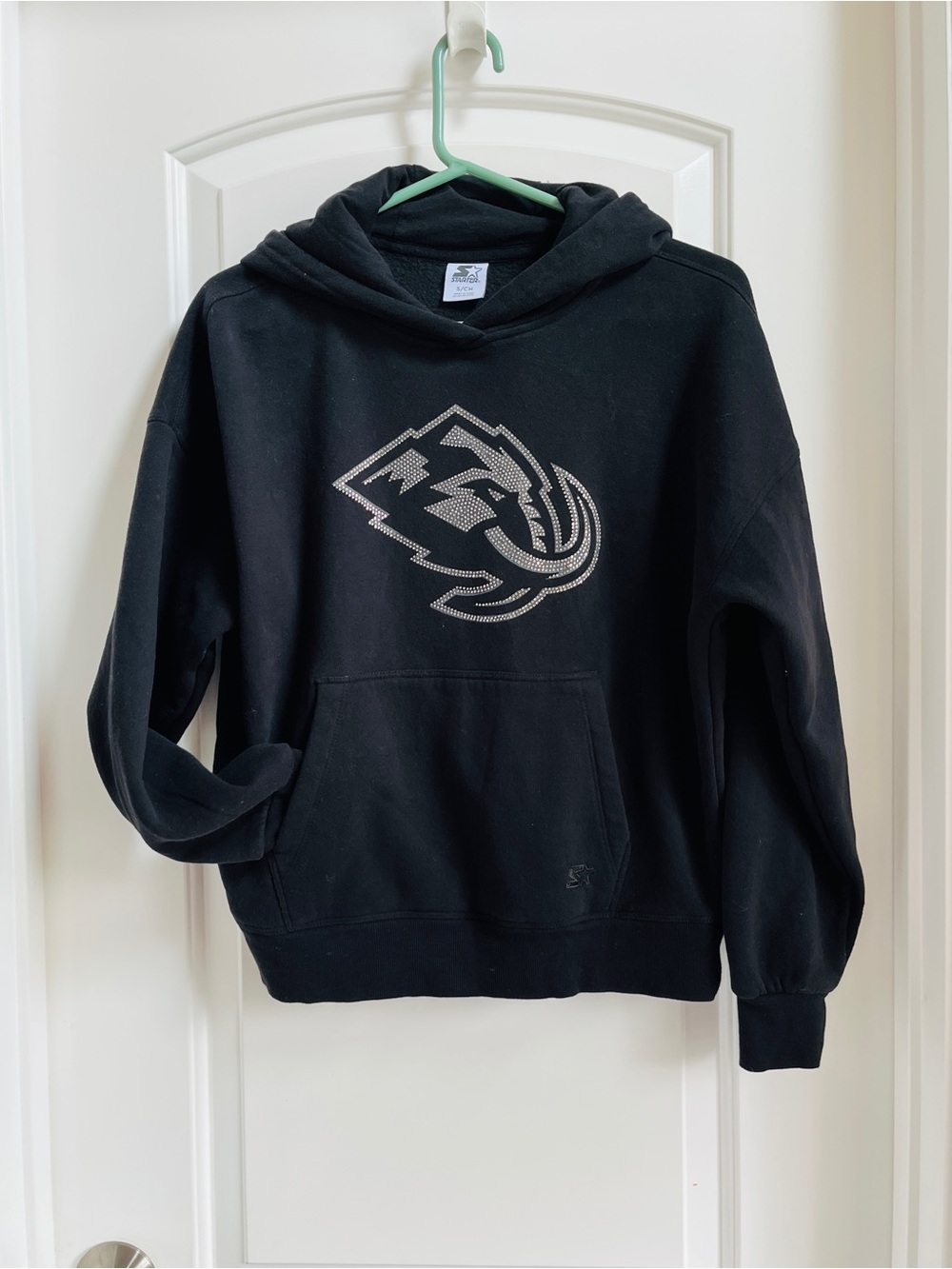 Women's Starter Black Utah Mammoth Rhinestone Relaxed Hoodie Sz S